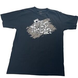 Ergophobia Graphic Print T-Shirt Men's Large Black‎ Casual Short Sleeve